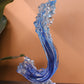 Modern Extract Blue Ocean Wave Crystal Glass - Blue
