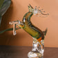 Majestic Crystal Sculpture Reindeer Statue Home Decor Accent - Green