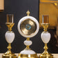 Elegant Mother of Pearl dial Table Clock with Candlestands