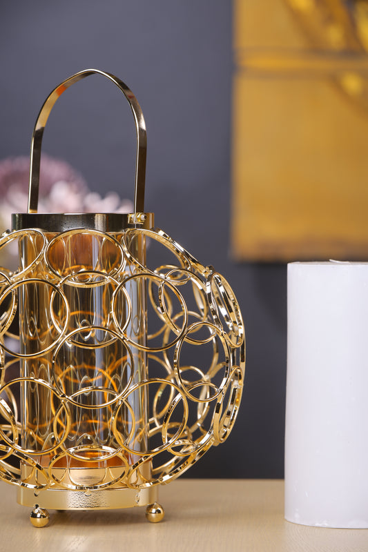 Elegant Gold Sphere Candle Holder with Mirror Finish