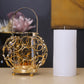 Round Gold Mirror Candle Stand with Sphere Design
