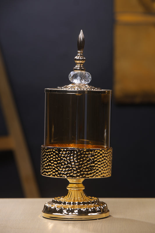Elegant Golden Storage Jar