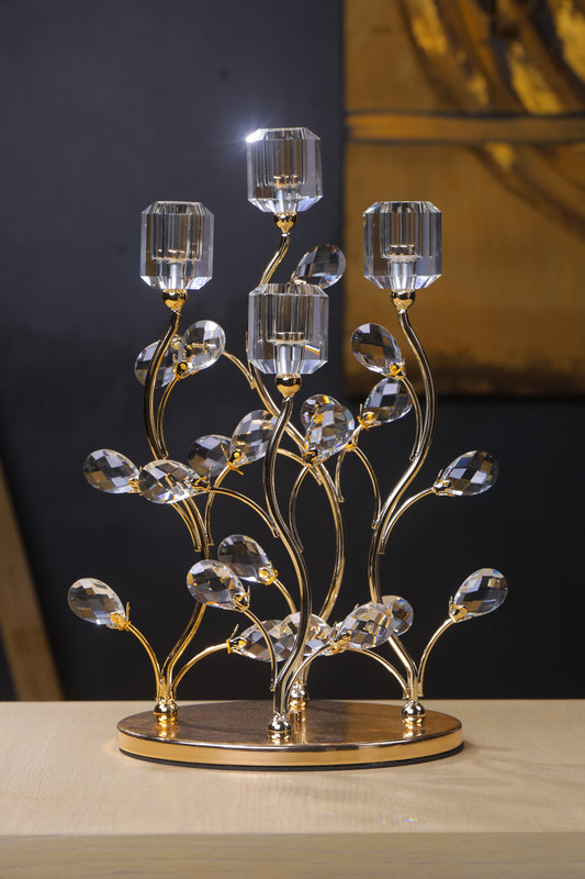 Handcrafted Gold Mirror Candle Stand for Table Decor