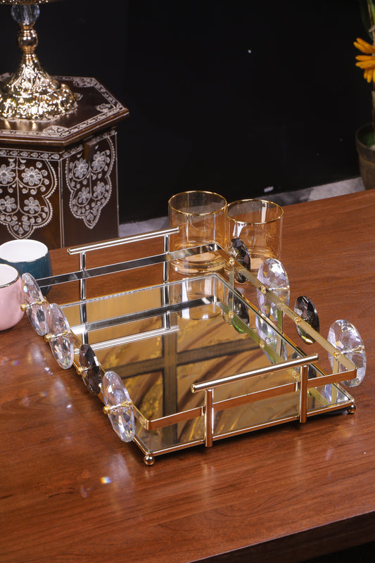 Geometric Gold Mirror Tray