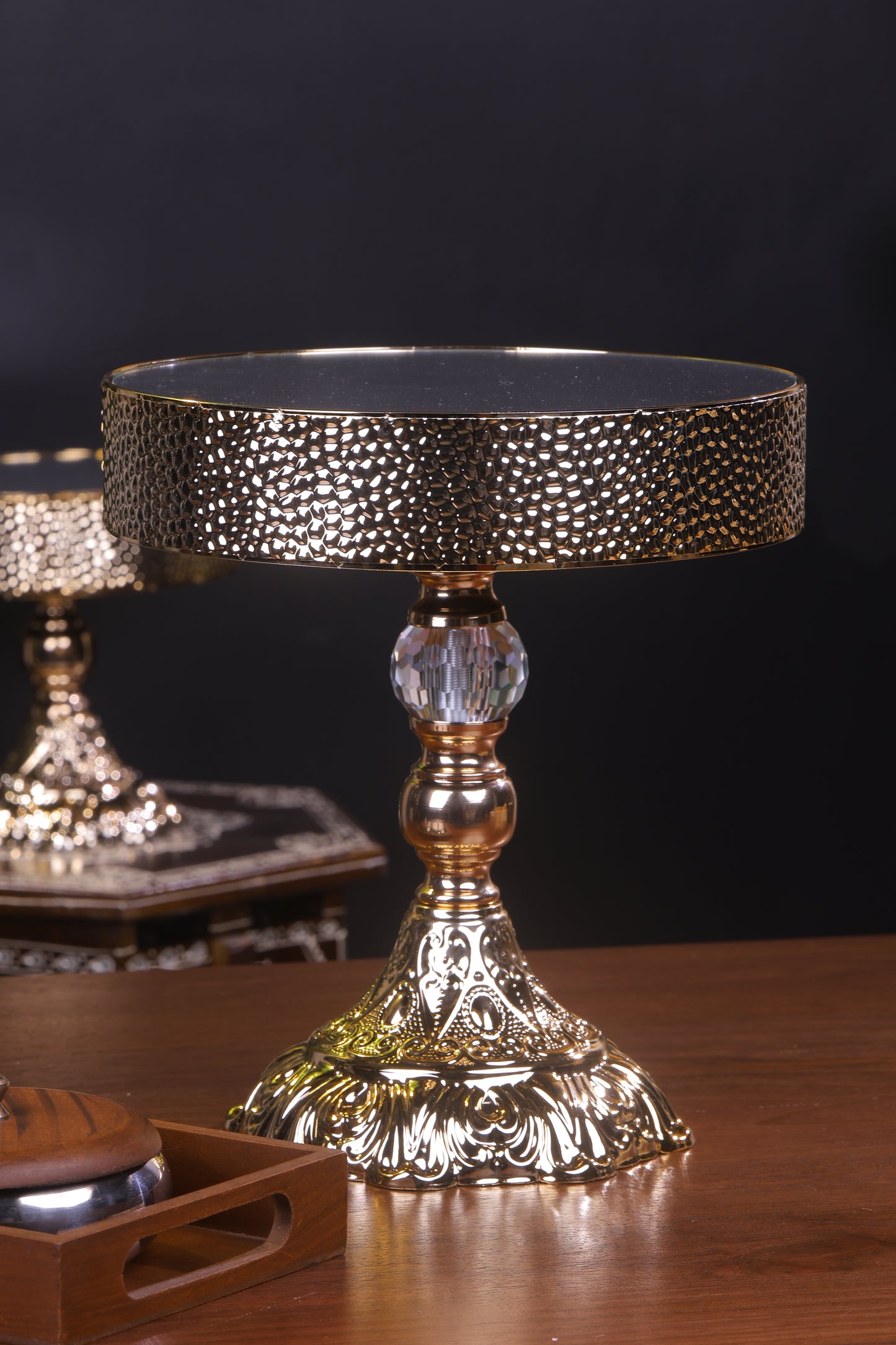 Glamorous Gold Mirror Cake Stand- Medium