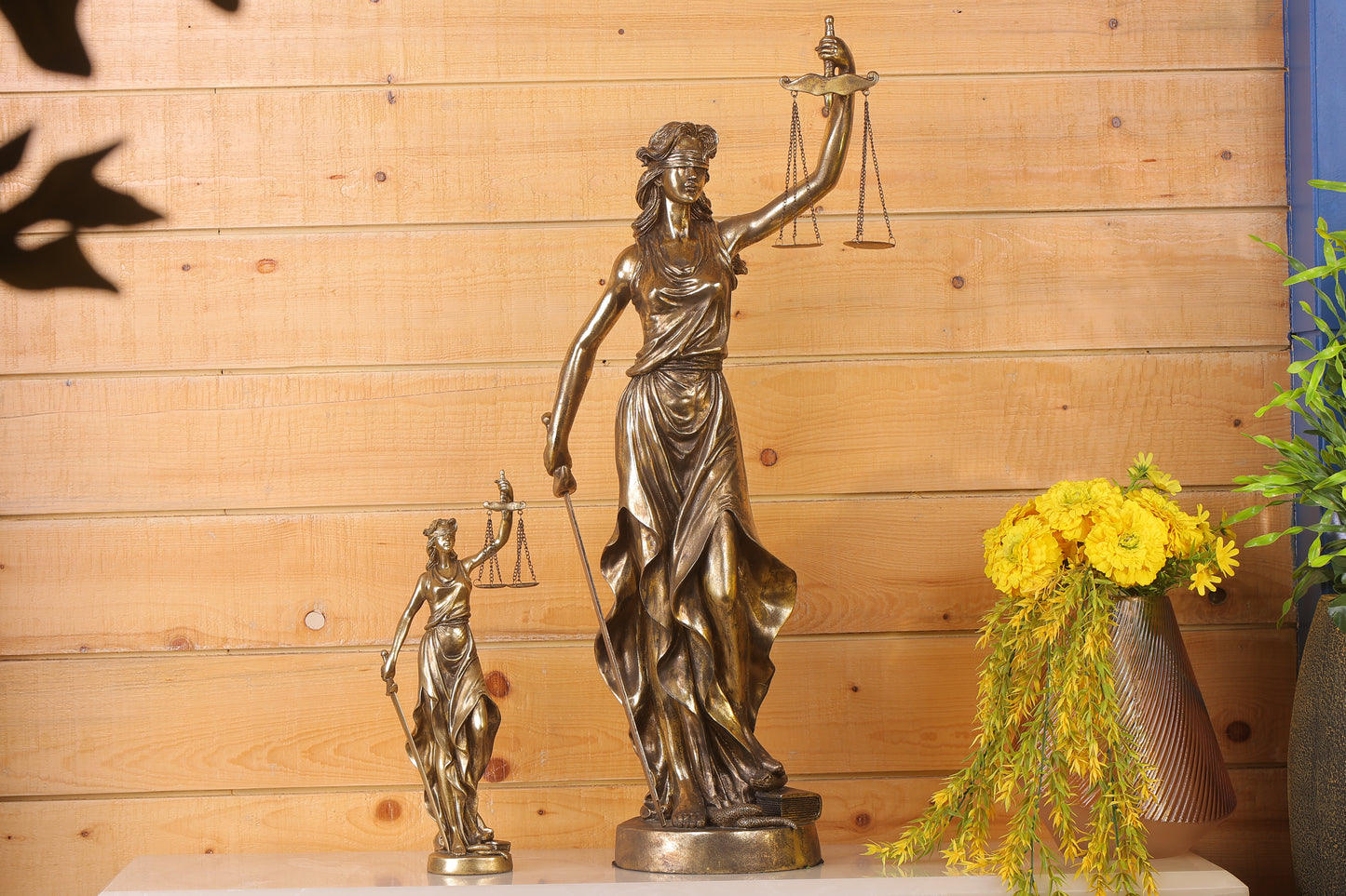Lady of Justice Sculpture - Glossy Golden- Large